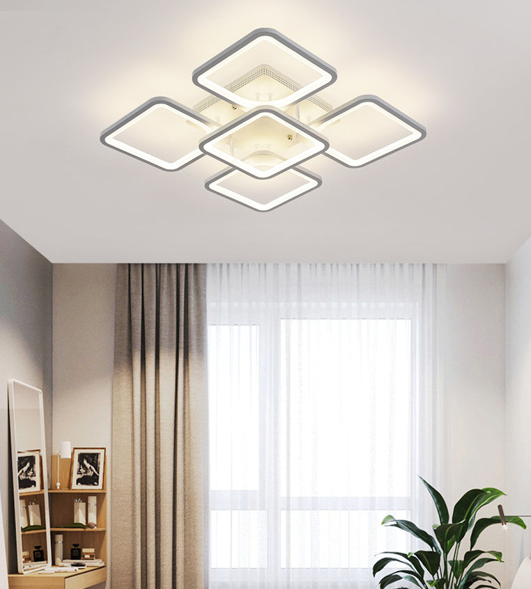 Acrylic Square Semi Flush Mount Ceiling Light Modern Style LED White Semi Flush Mount