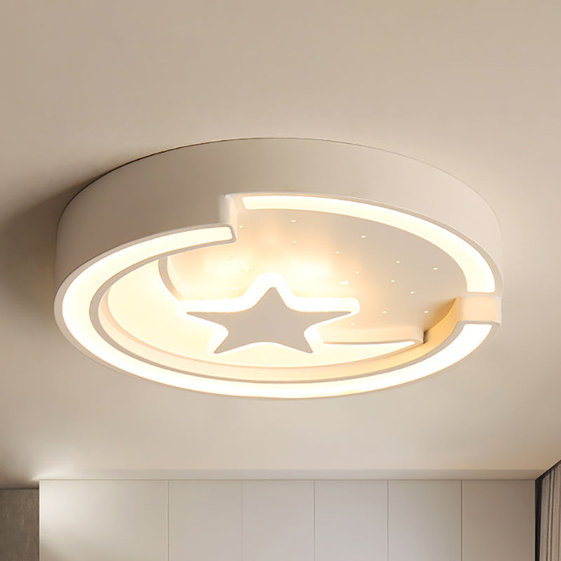 16 "/19.5" W Contemporary Round Flushmount with Star Metal Led Indoor Flush Ceiling Light in White