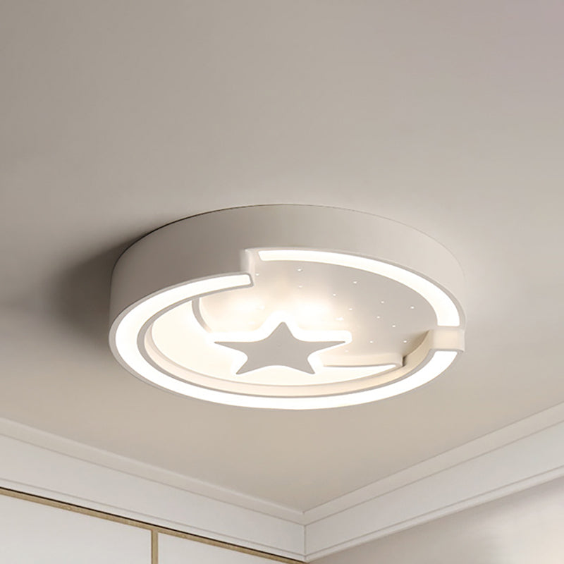 16 "/19.5" W Contemporary Round Flushmount with Star Metal Led Indoor Flush Ceiling Light in White