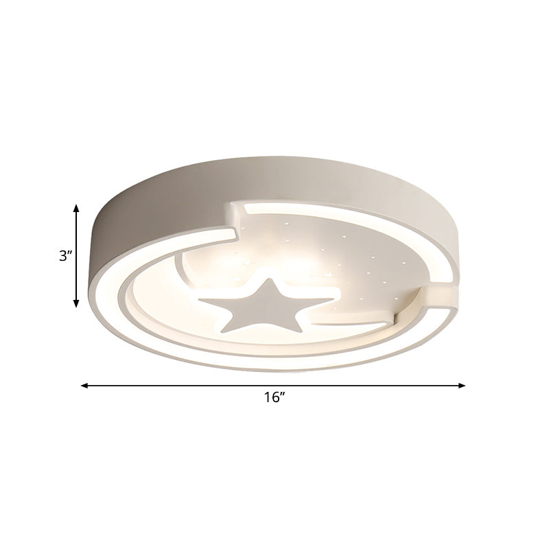 16"/19.5" W Contemporary Round Flushmount with Star Metal Led Indoor Flush Ceiling Light in White