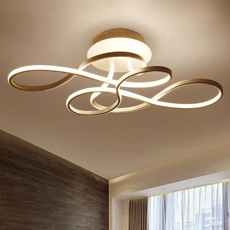 Acrylic Swirl Wave Ceiling Light Fixture Simplicity LED Close to Ceiling Lighting Fixture in White