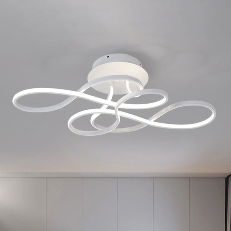 Acrylic Swirl Wave Ceiling Light Fixture Simplicity LED Close to Ceiling Lighting Fixture in White