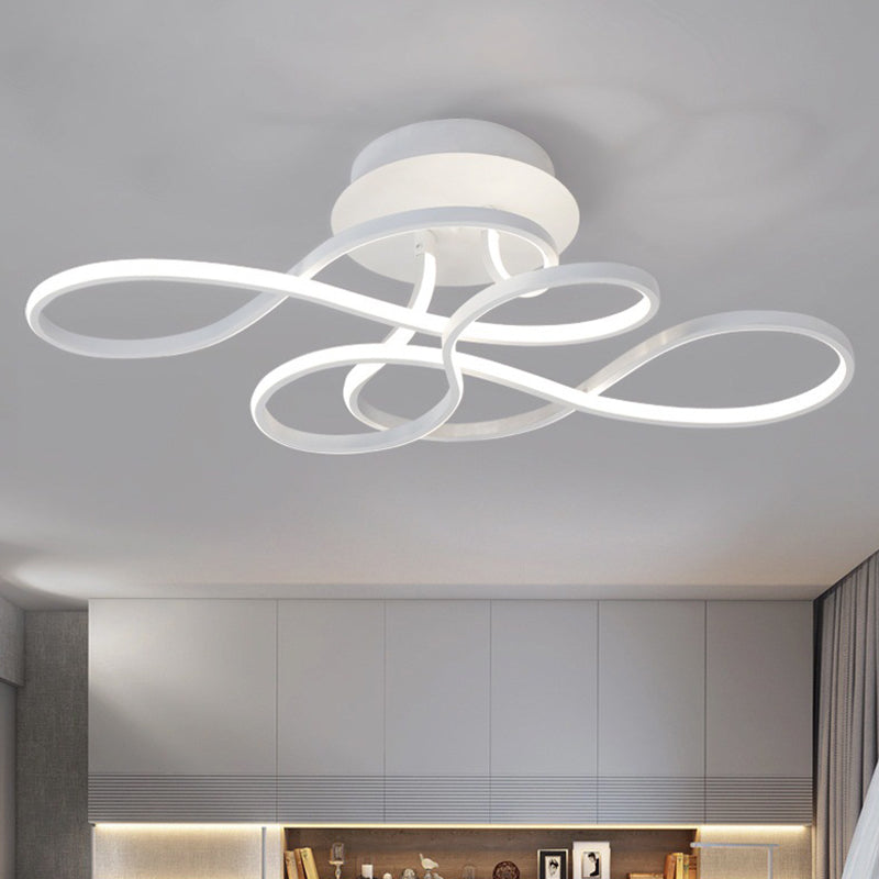 Acrylic Swirl Wave Ceiling Light Fixture Simplicity LED Close to Ceiling Lighting Fixture in White