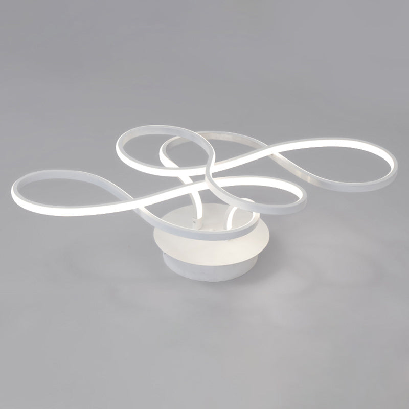 Acrylic Swirl Wave Ceiling Light Fixture Simplicity LED Close to Ceiling Lighting Fixture in White