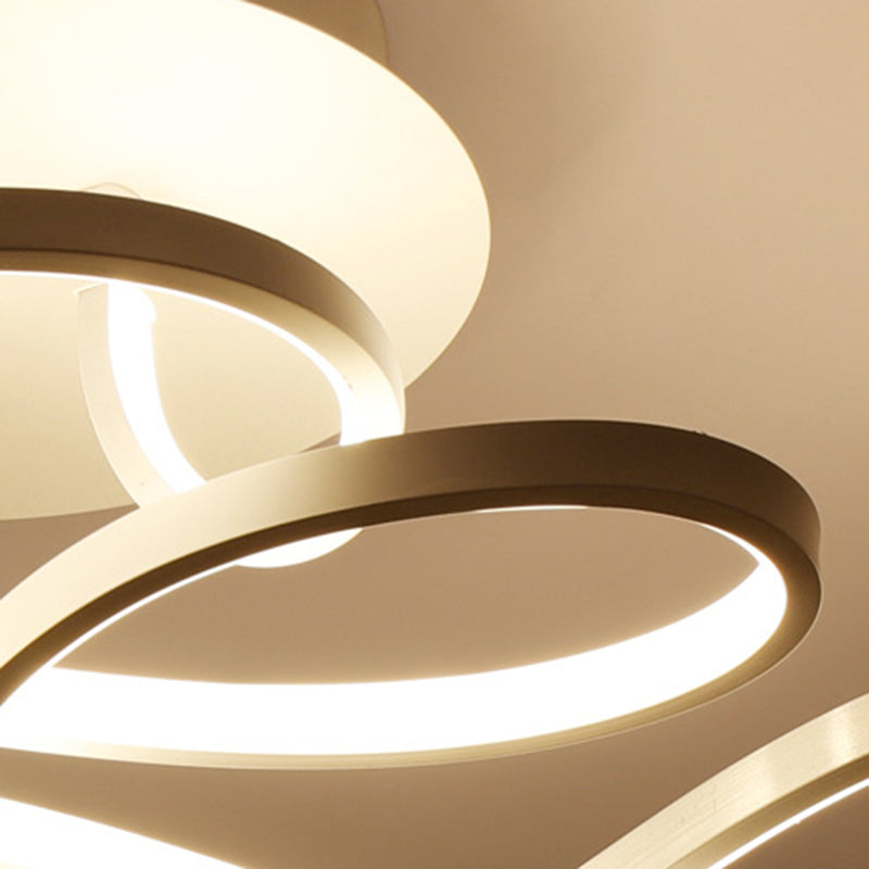 Acrylic Swirl Wave Ceiling Light Fixture Simplicity LED Close to Ceiling Lighting Fixture in White