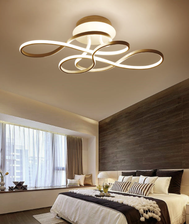 Acrylic Swirl Wave Ceiling Light Fixture Simplicity LED Close to Ceiling Lighting Fixture in White