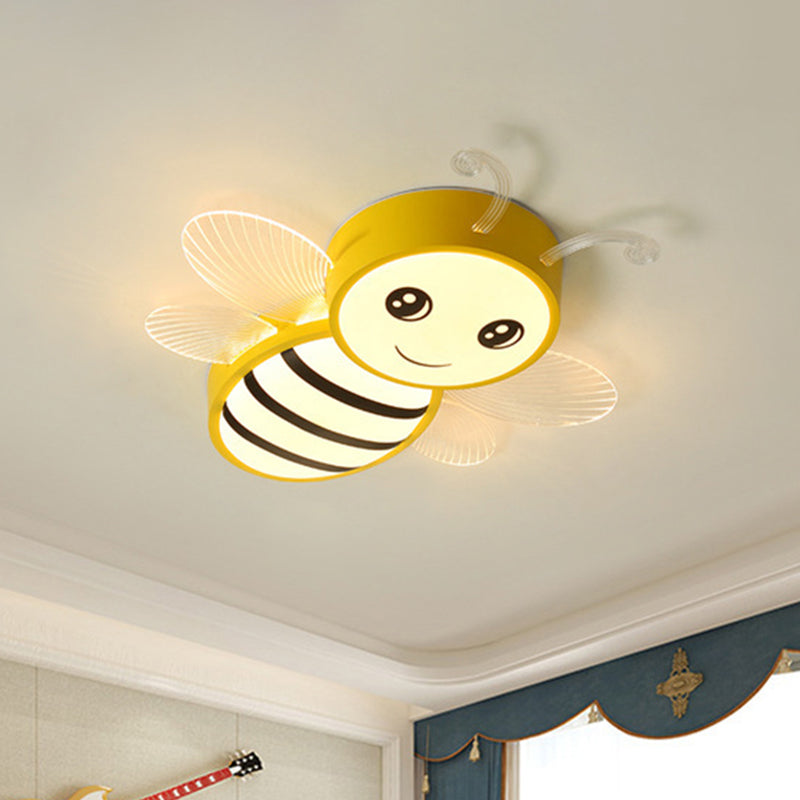 Metal Bee Flush Mount Ceiling Lighting Fixture Kids Style LED Close To Ceiling Lamp