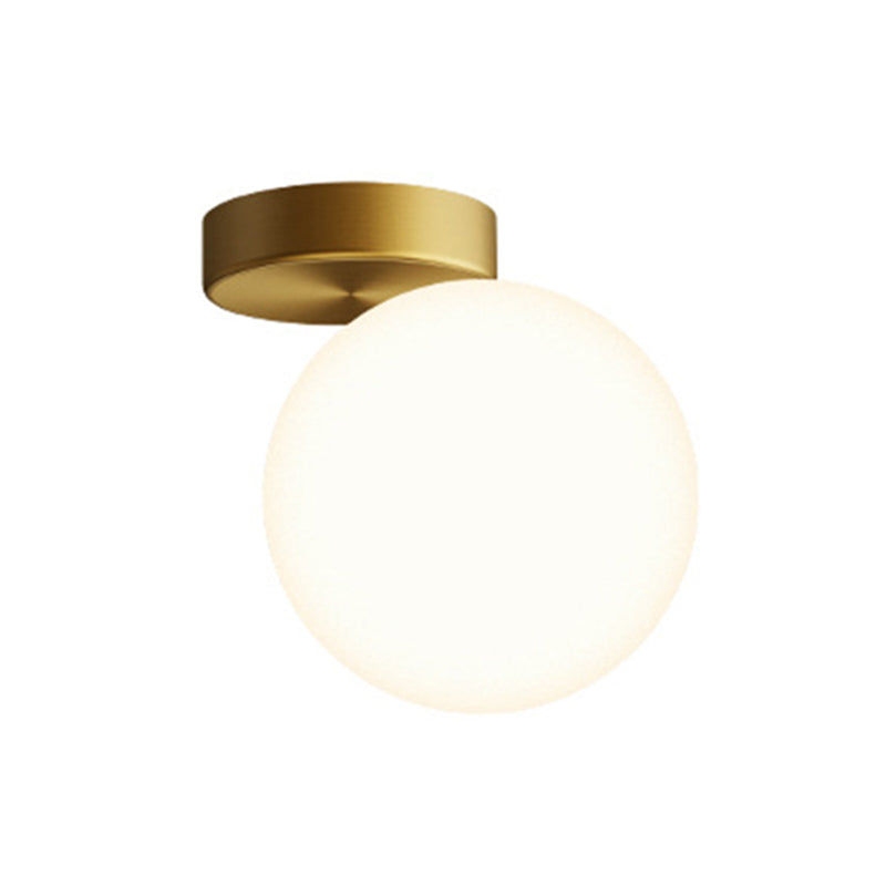 Glass Round Ceiling Flush Mount Light Simplistic Style Ceiling Light Fixture in White