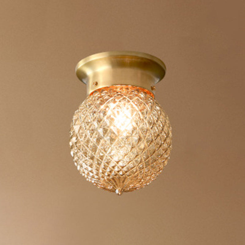 Gold Round Flush Mount Ceiling Light Fixture Modern Style Glass Flush Ceiling Light Fixture