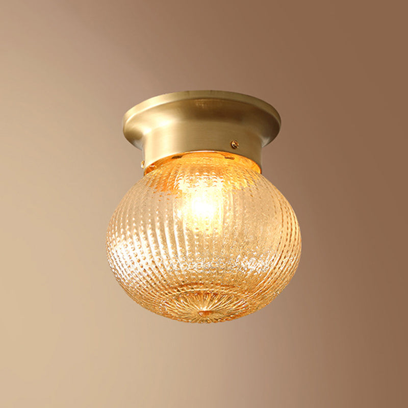 Gold Round Flush Mount Ceiling Light Fixture Modern Style Glass Flush Ceiling Light Fixture