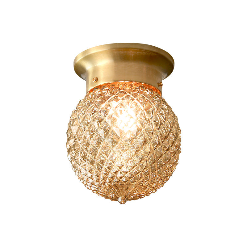 Gold Round Flush Mount Ceiling Light Fixture Modern Style Glass Flush Ceiling Light Fixture