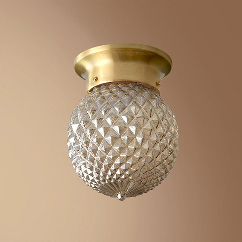 Gold Round Flush Mount Ceiling Light Fixture Modern Style Glass Flush Ceiling Light Fixture