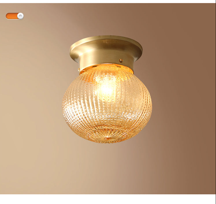 Gold Round Flush Mount Ceiling Light Fixture Modern Style Glass Flush Ceiling Light Fixture