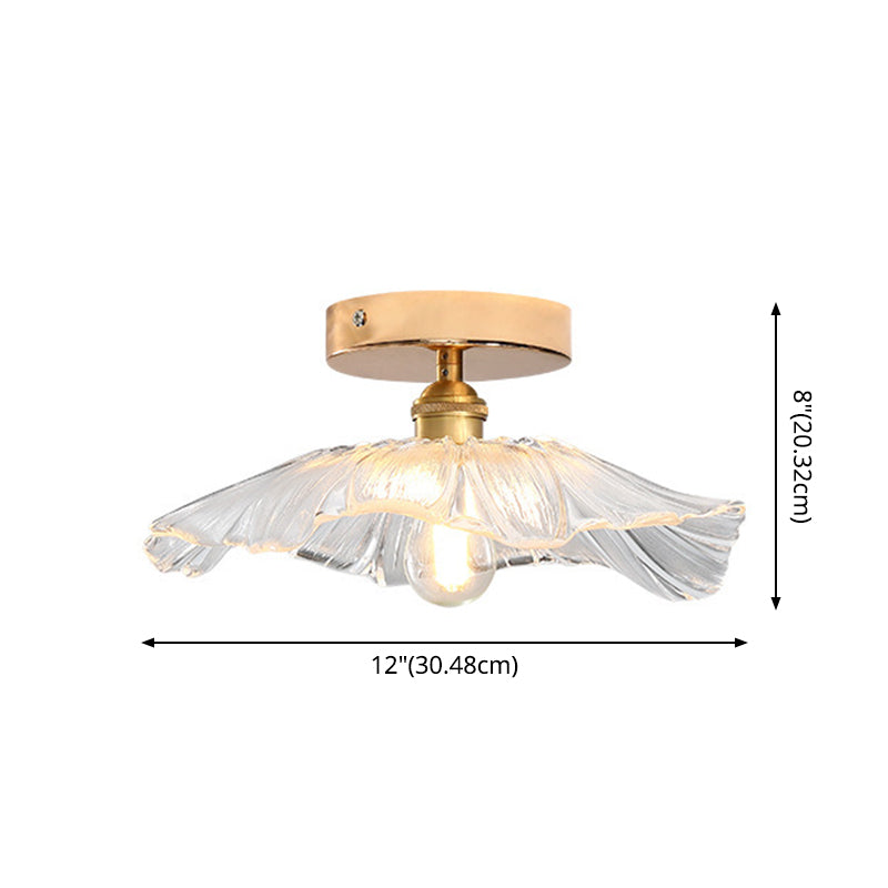 Glass Flower Ceiling Mount Light Fixture Contemporary Style Ceiling Mounted Fixture in Gold