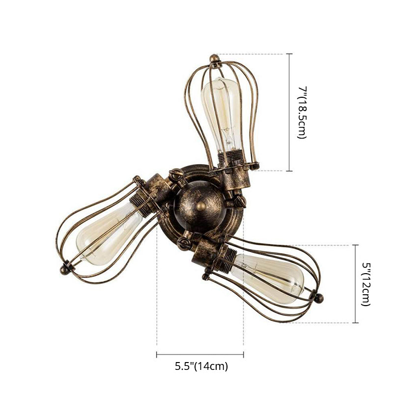 Camera da letto a gabbia a filo vicino alla luce del soffitto in metallo industriale Rust a soffitto montato