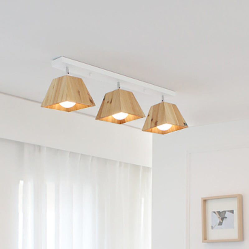 Vierkant dicht bij plafondarmatuur minimalisme stijl houten wit plafond spoeling mount licht