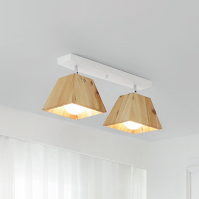 Vierkant dicht bij plafondarmatuur minimalisme stijl houten wit plafond spoeling mount licht