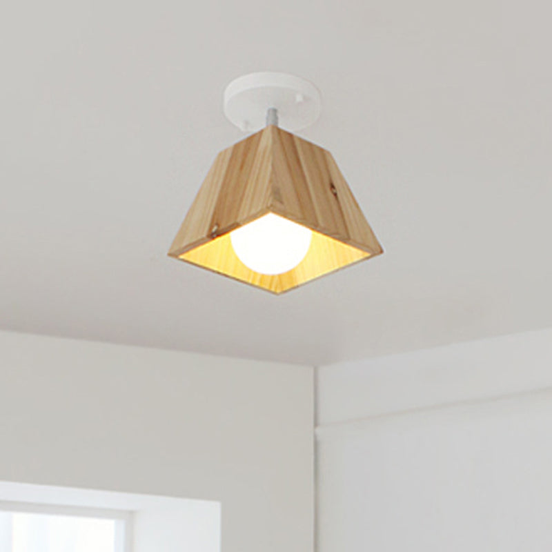 Quadratische Nahe Deckenleuchte Minimalismus -Stil Holz weiße Decke Flush Mount Light