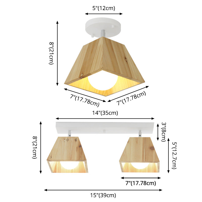 Quadratische Nahe Deckenleuchte Minimalismus -Stil Holz weiße Decke Flush Mount Light