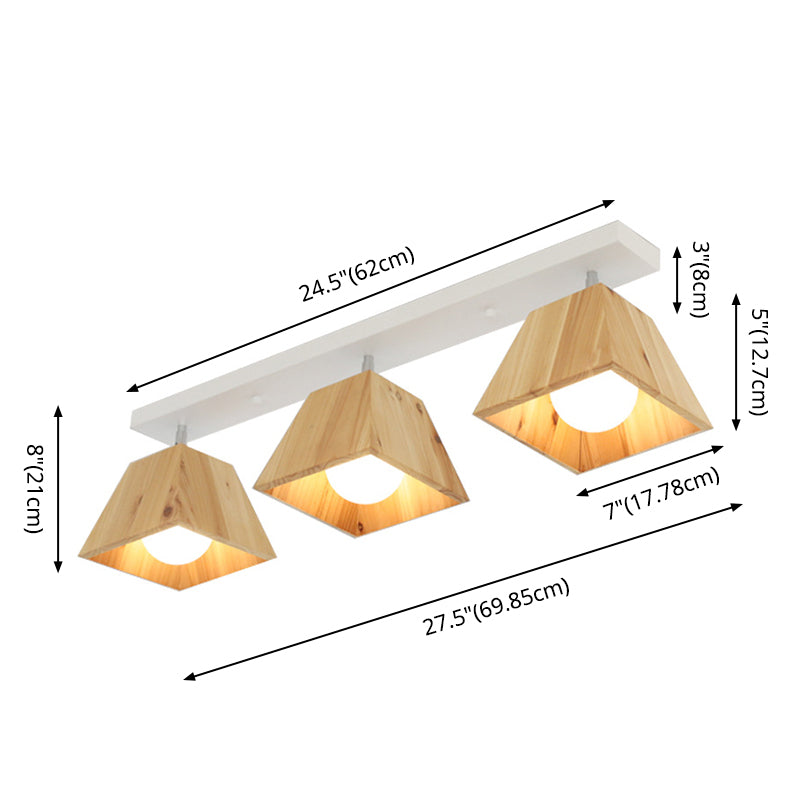 Quadratische Nahe Deckenleuchte Minimalismus -Stil Holz weiße Decke Flush Mount Light