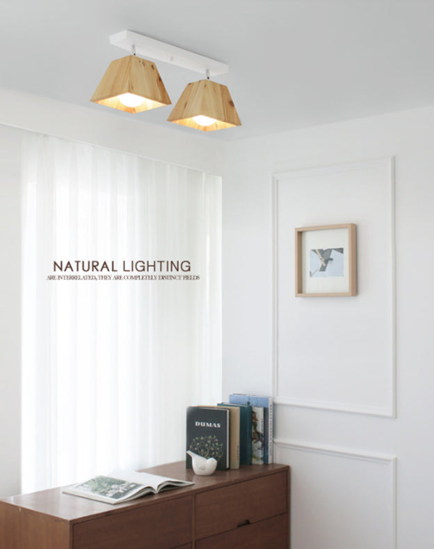 Quadratische Nahe Deckenleuchte Minimalismus -Stil Holz weiße Decke Flush Mount Light