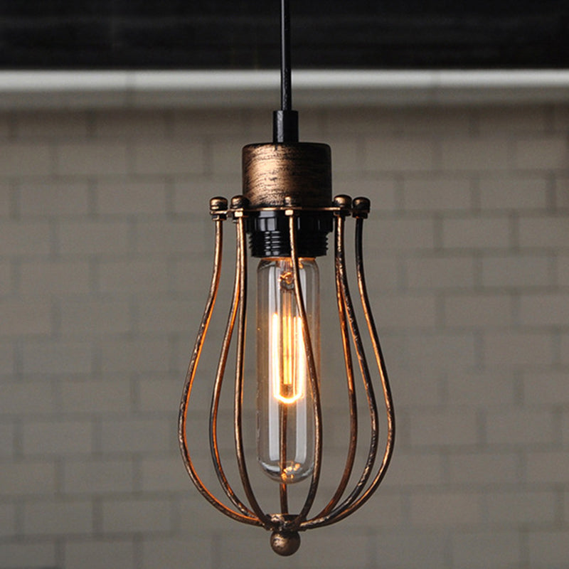 Industrial Style Cage Shade Hanging Pendant Light Metal Pendant Lighting Fixture