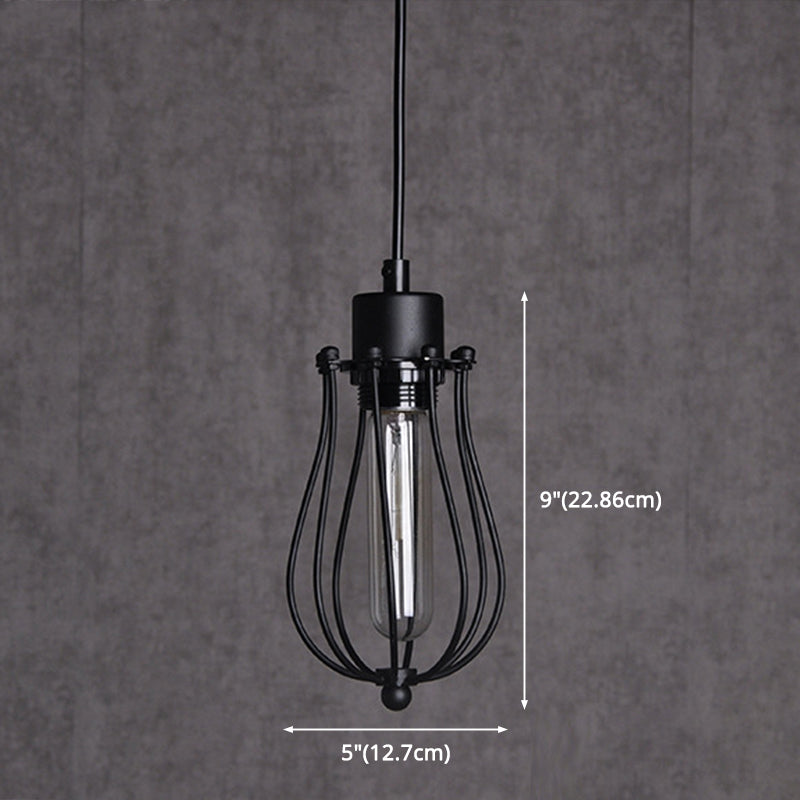 Industrial Style Cage Shade Hanging Pendant Light Metal Pendant Lighting Fixture