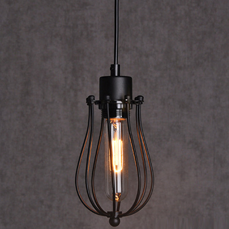 Industrial Style Cage Shade Hanging Pendant Light Metal Pendant Lighting Fixture