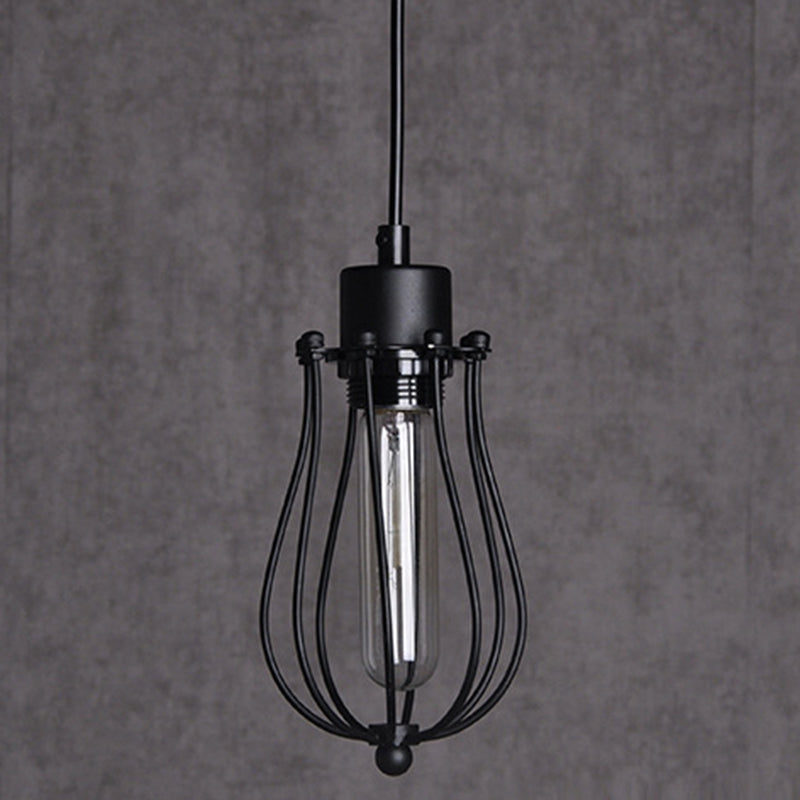 Industrial Style Cage Shade Hanging Pendant Light Metal Pendant Lighting Fixture