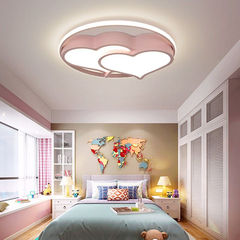 Heart Flush Mount Ceiling Light 1 Light Metal Kids Flush Mount Ceiling Light for Bedroom