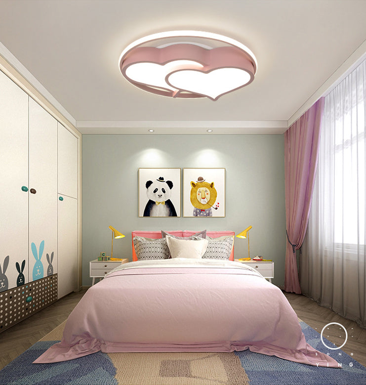 Heart Flush Mount Ceiling Light 1 Light Metal Kids Flush Mount Ceiling Light for Bedroom