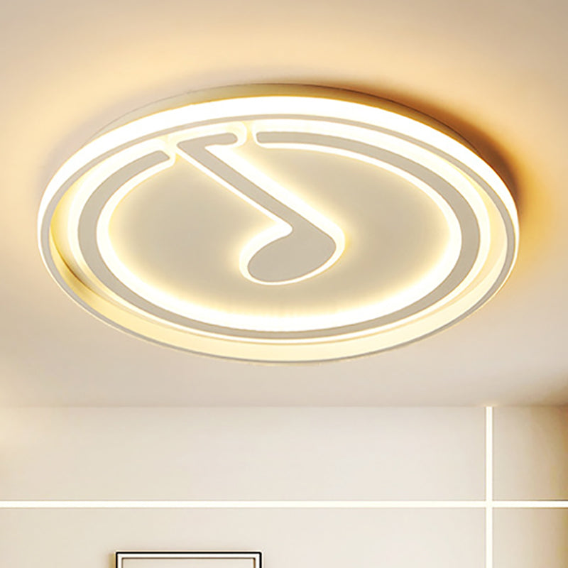 16 " W Circle Flush Lighting with Musical Note Nordic Metal Integrated Led White Flush Lamp in Warm/White