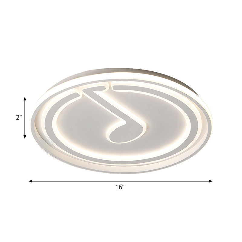Iluminación empotrada circular de 16" de ancho con nota musical Lámpara empotrada LED blanca integrada de metal nórdico en blanco cálido/blanco