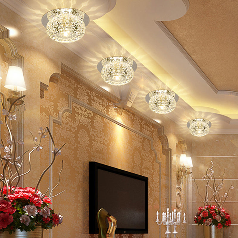 Ball Semi Flush Ceiling Lights Contemporary Glass Ceiling Mount Chandelier for Hallway