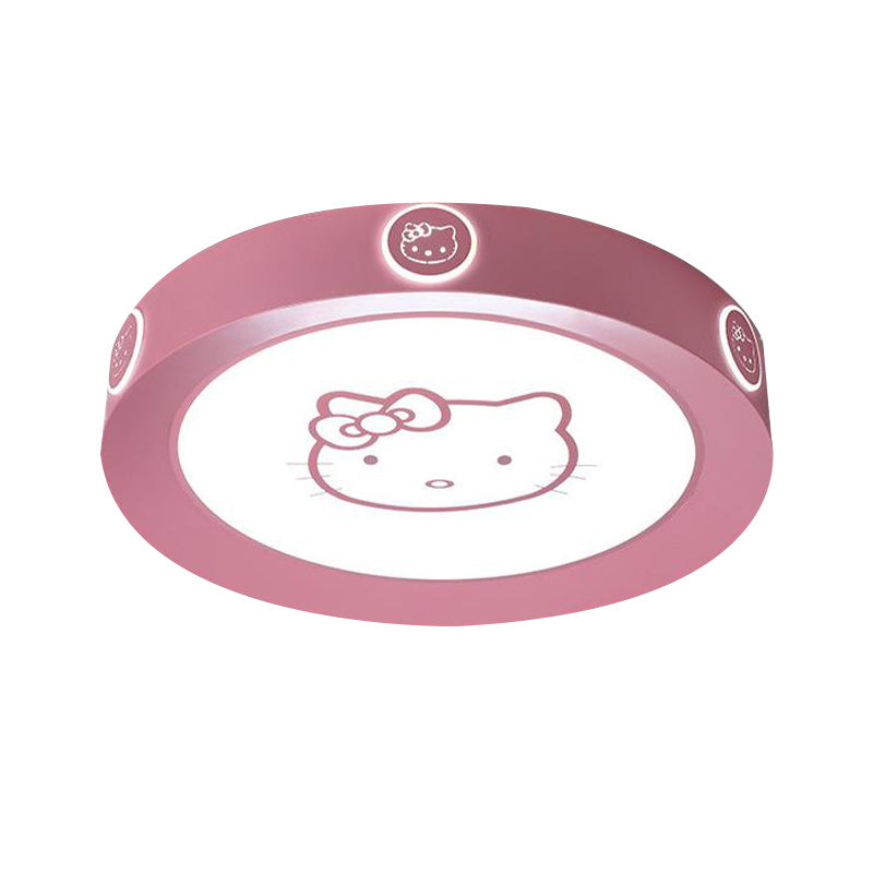 Plafonnier rond rose moderniste 16,5 "/ 19,5" W LED en acrylique avec motif de chat, lumière chaude/blanche/3 couleurs