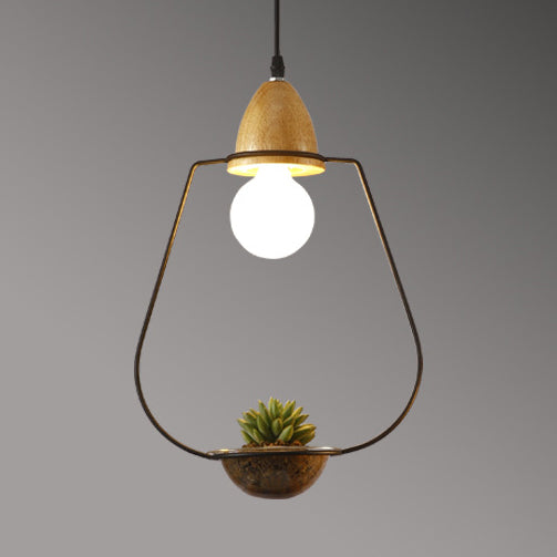 Vintage stijlvolle open kooi suspensie licht 8,5 "/11" breed 1 licht metallic hanger lamp met bloempot in zwart/wit