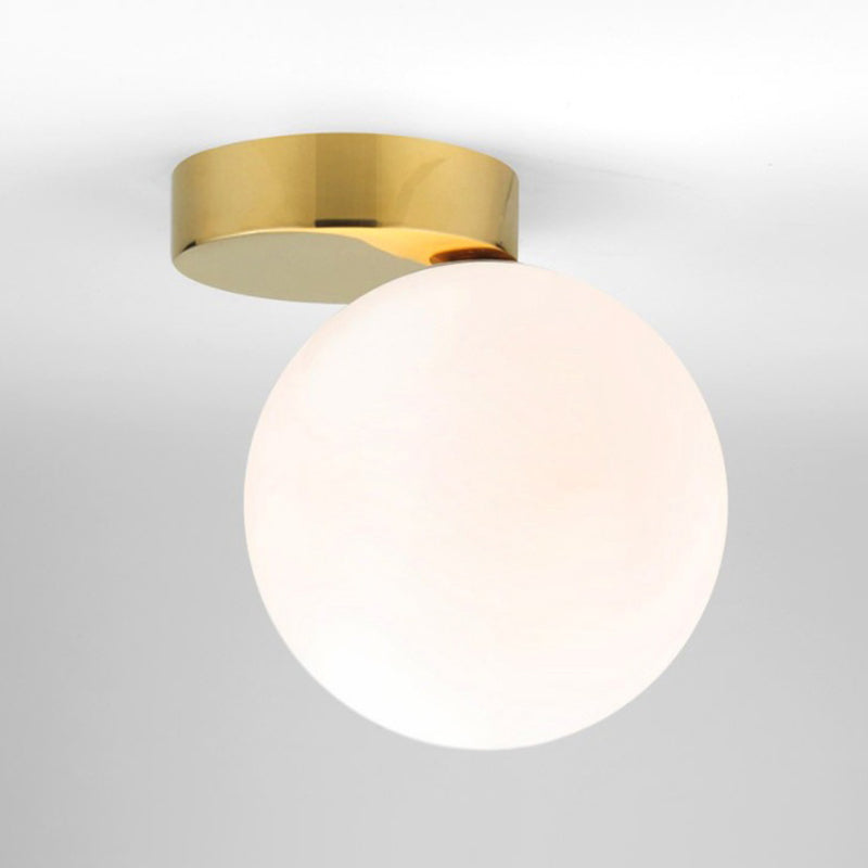 1-Light Spherical Shade Flush Mount Lighting Modern Style Opal Glass  Flush Mount for Hallway