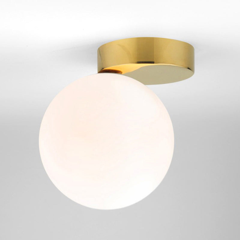 1-Light Spherical Shade Flush Mount Lighting Modern Style Opal Glass  Flush Mount for Hallway