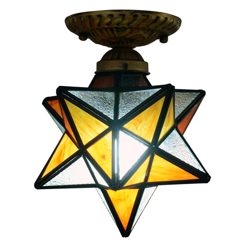 Diamond Shape Ceiling Mounted Light  Icy Clear Glass Tiffany Shade Semi Flush Mount for Bedroom