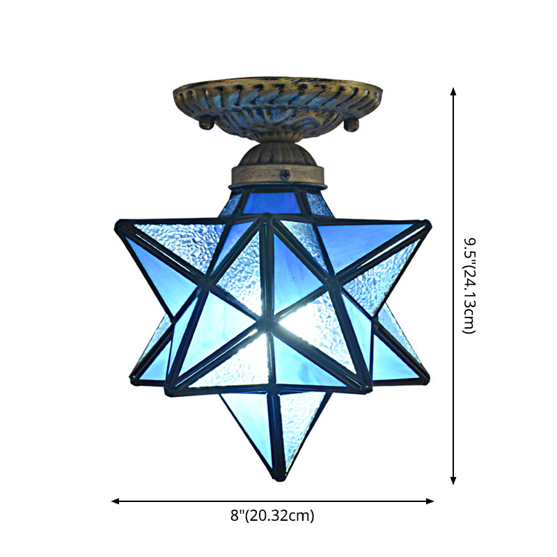 Diamond Shape Ceiling Mounted Light  Icy Clear Glass Tiffany Shade Semi Flush Mount for Bedroom