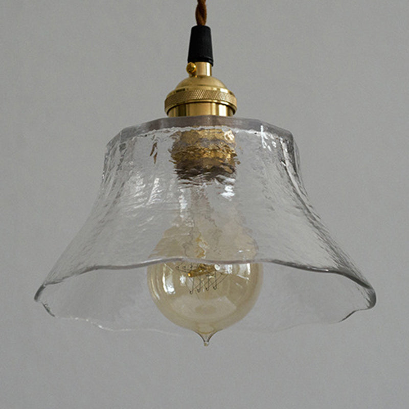 Brass 1 Light Ceiling Light Retro Clear Glass Shade Living Room Small Hanging Lamp