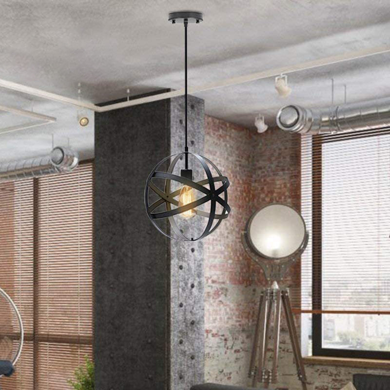 Retro industriële single single globe kooi hanger licht ijzer 1 licht suspensie licht voor eettafel