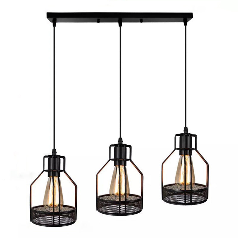 Black Metal Pendant Light Light Indsutrial Retro Bird Cage Hanging Lamping pour restaurant