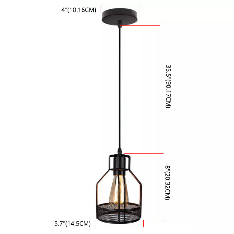 Black Metal Pendant Light Light Indsutrial Retro Bird Cage Hanging Lamping pour restaurant