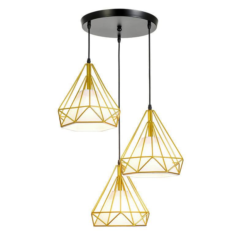 Diamond Iron Cluster Anhänger Beleuchtung postmodernes Restaurant Hanging Lamp in Gold