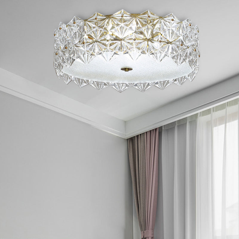 16 "/23.5" W Round Clear Crystal Flush Massimale Light Contemporary 1 Light Bedroom Flush Montaggio Illuminazione