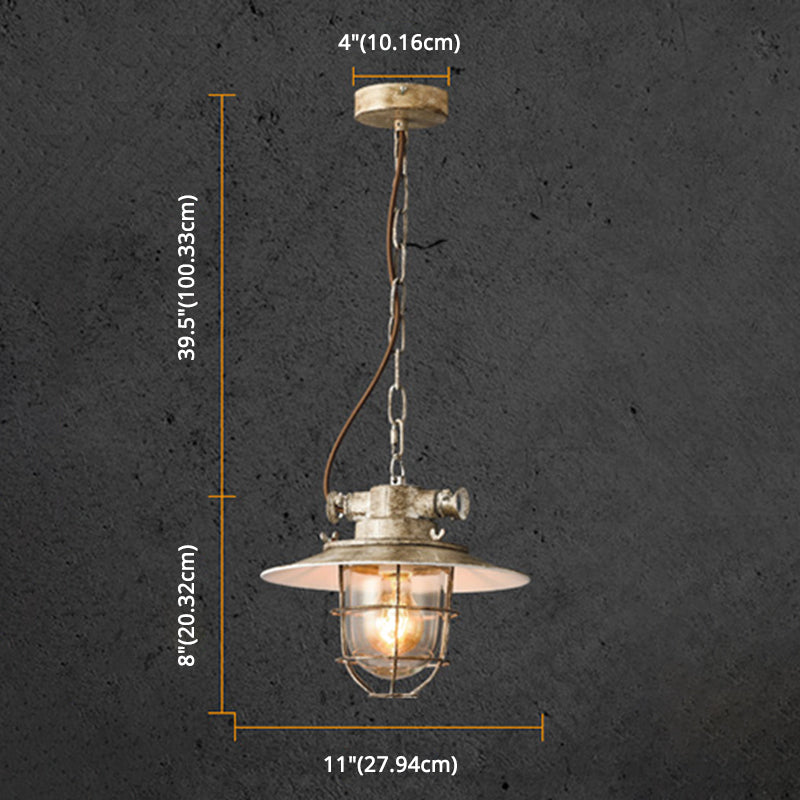 Industrieller Eisenkäfig hängend Licht Kupfer Patina 1 Leichtes Suspension Licht mit einstellbarer Kette