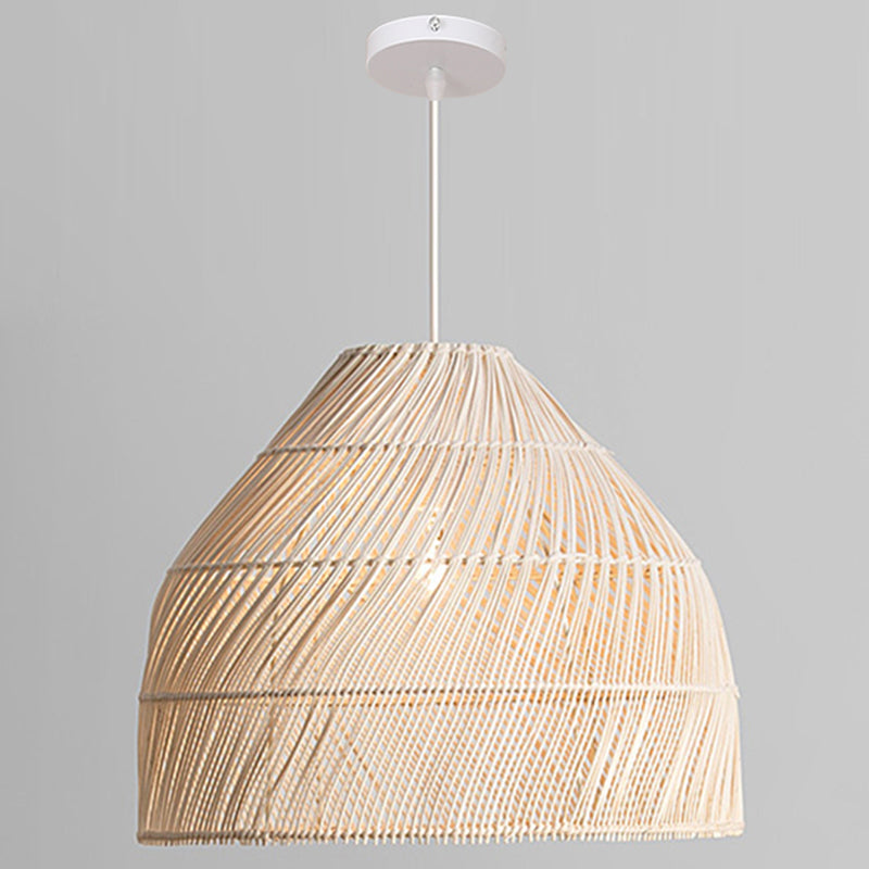 Chambre à coucher de style asiatique suspendu au rotin de tissage de sonnerie de cloche d'éclairage pendentif avec 39 "fil suspendu