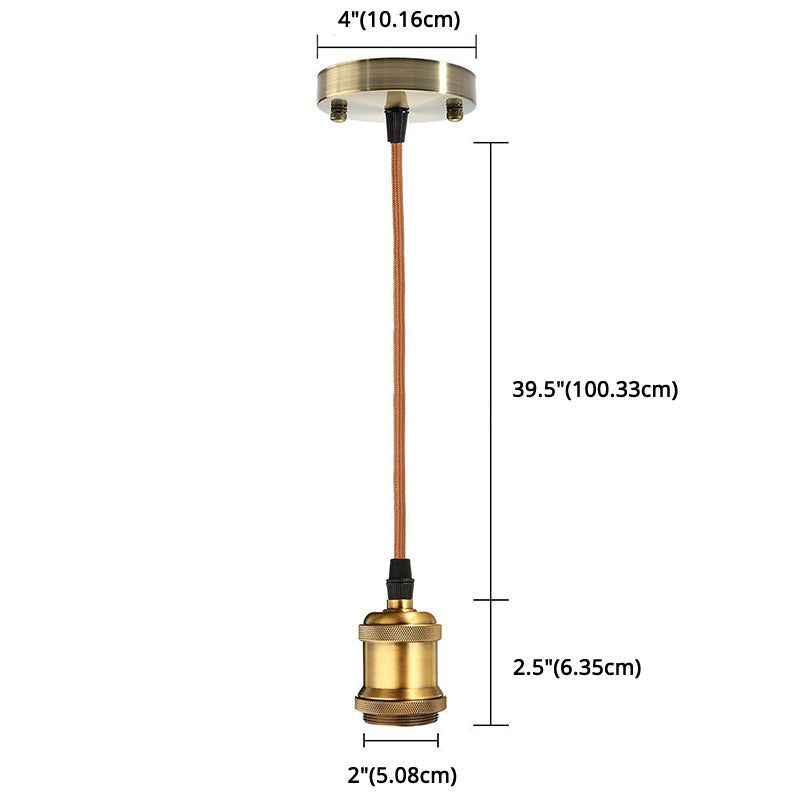 Lámpara colgante de dormitorio de bulbo desnudo de Luz colgante de cobre con alambre colgante de tejido de 39 "