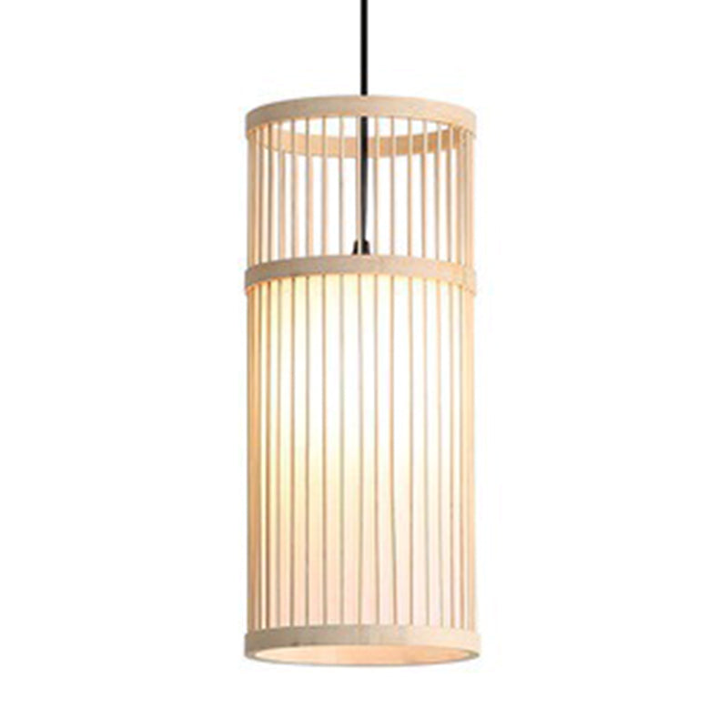 Cage en bois suspendu Light Chinois Style 1 Bulbe Bamboo Tisser l'éclairage pour restaurant